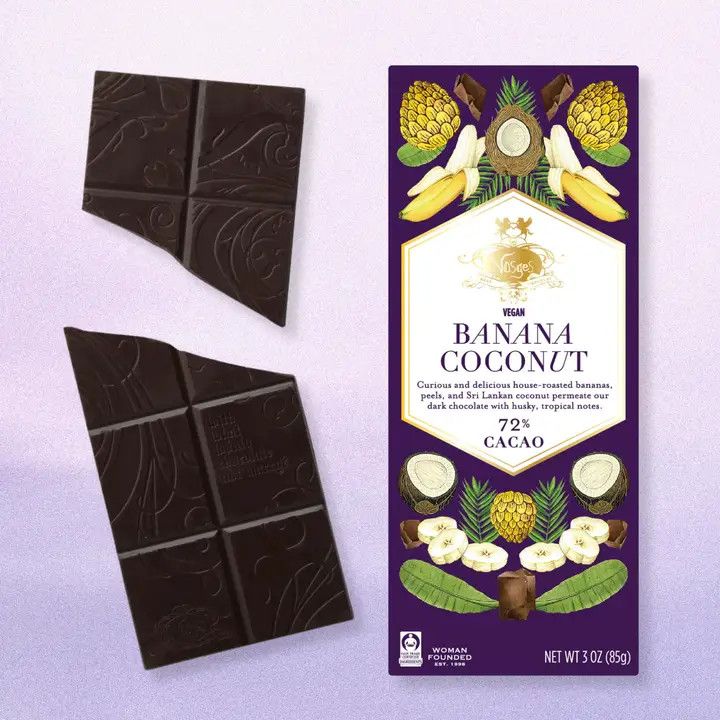 Dark Chocolate Banana &amp; Coconut Bar: 72% Cacao, Vegan