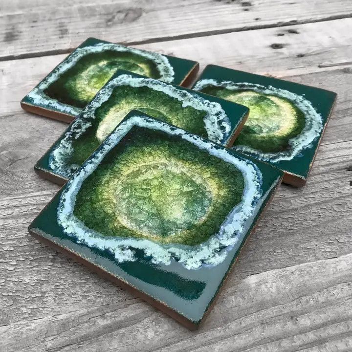 Square Coaster - Blue Green - Individual Coaster