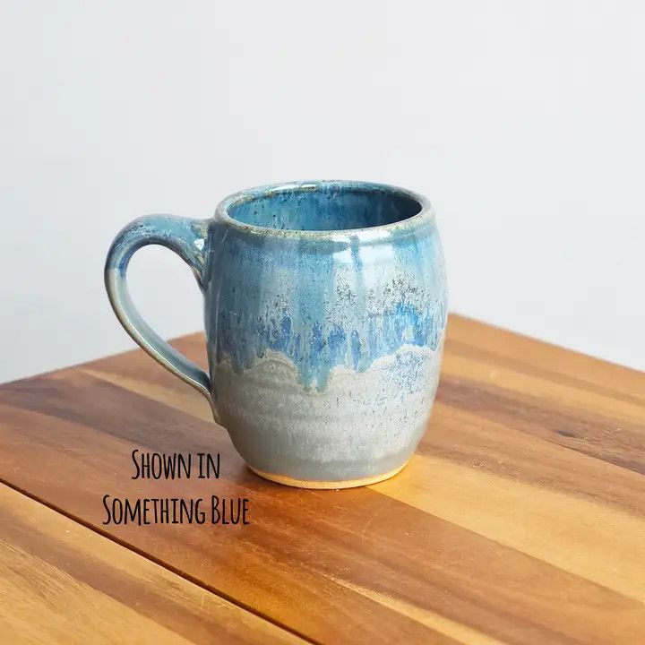 Coffee Mug - Barrel - Handmade Stoneware - Something Blue
