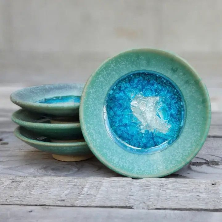 Handmade Ring Dish - Wasabi Dipping Dish - Aqua