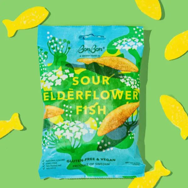 Sour Elderflower Fish - Swedish Candy 5.2oz (150g)
