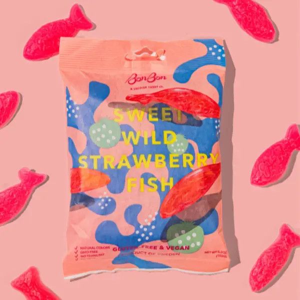 Sweet Wild Strawberry Fish - Swedish Candy 5.2oz (150g)