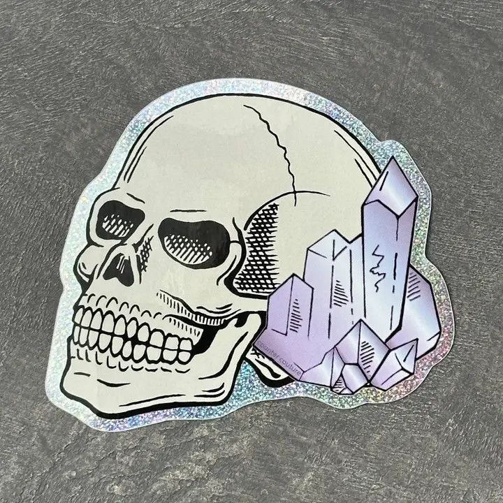 Crystal Skull Vinyl Sticker - Waterproof &amp; Scratch Proof Halloween Decals