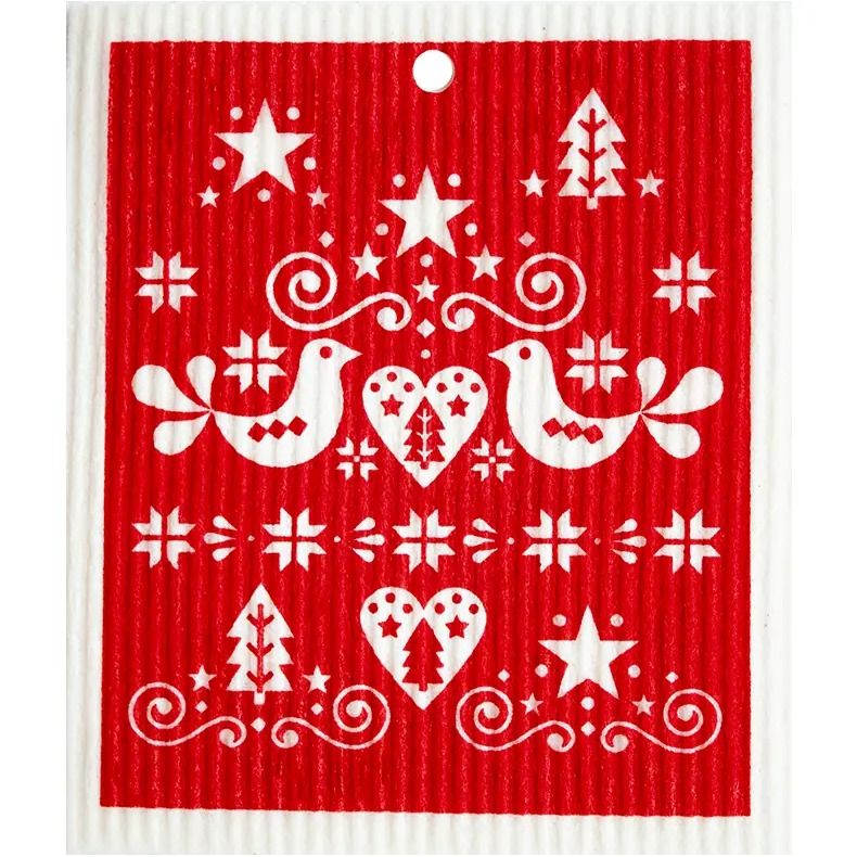 Christmas Birds Swedish Wash Towel
