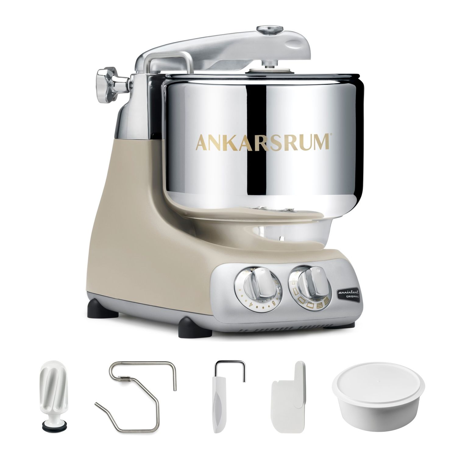 Ankarsrum Assistent® Original Stand Mixer, 7 Qt. Essential Package - Harmony Beige Matte