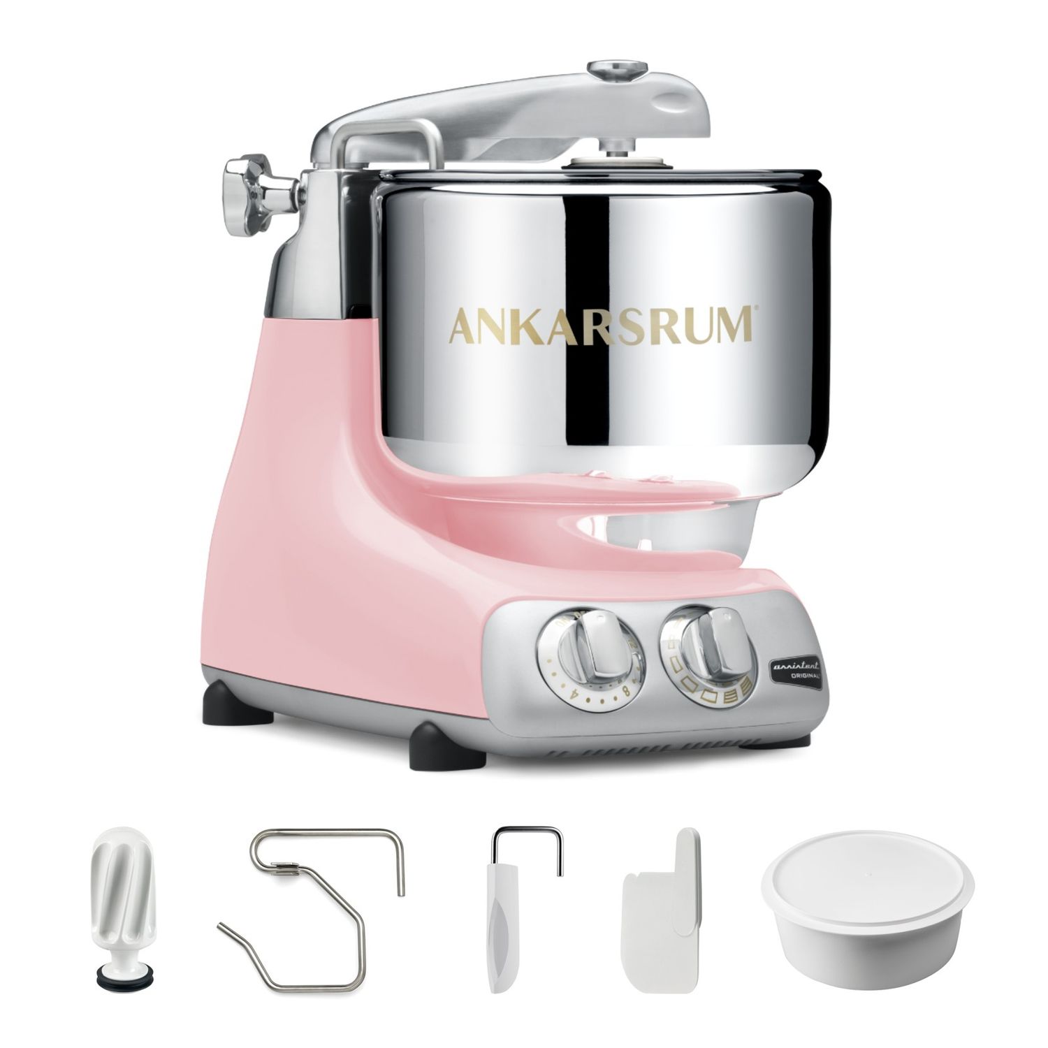 Ankarsrum Assistent® Original Stand Mixer, 7 Qt. Essential Package - Cloudy Pink Gloss