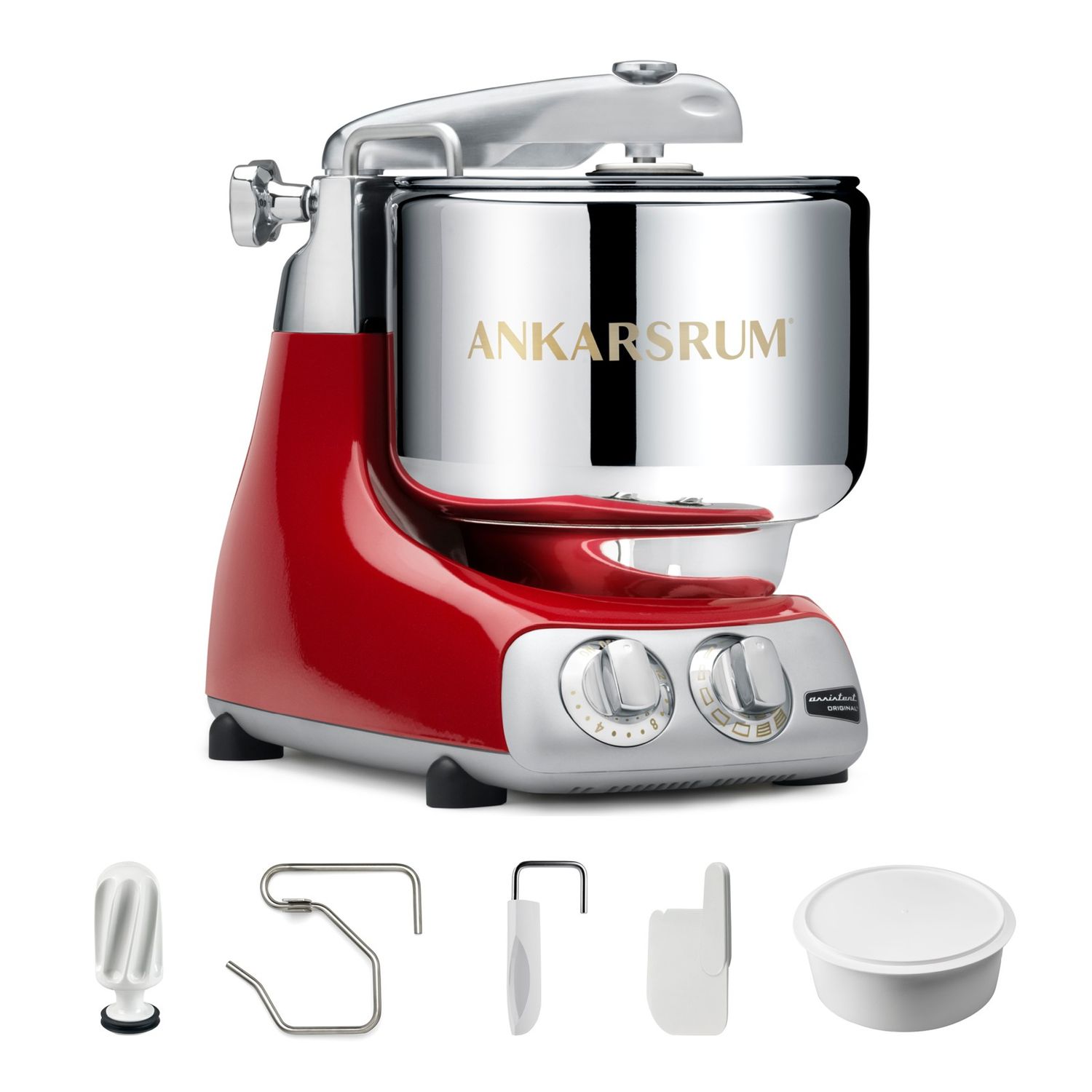Ankarsrum Assistent® Original Stand Mixer, 7 Qt. Essential Package - Red Metallic Gloss