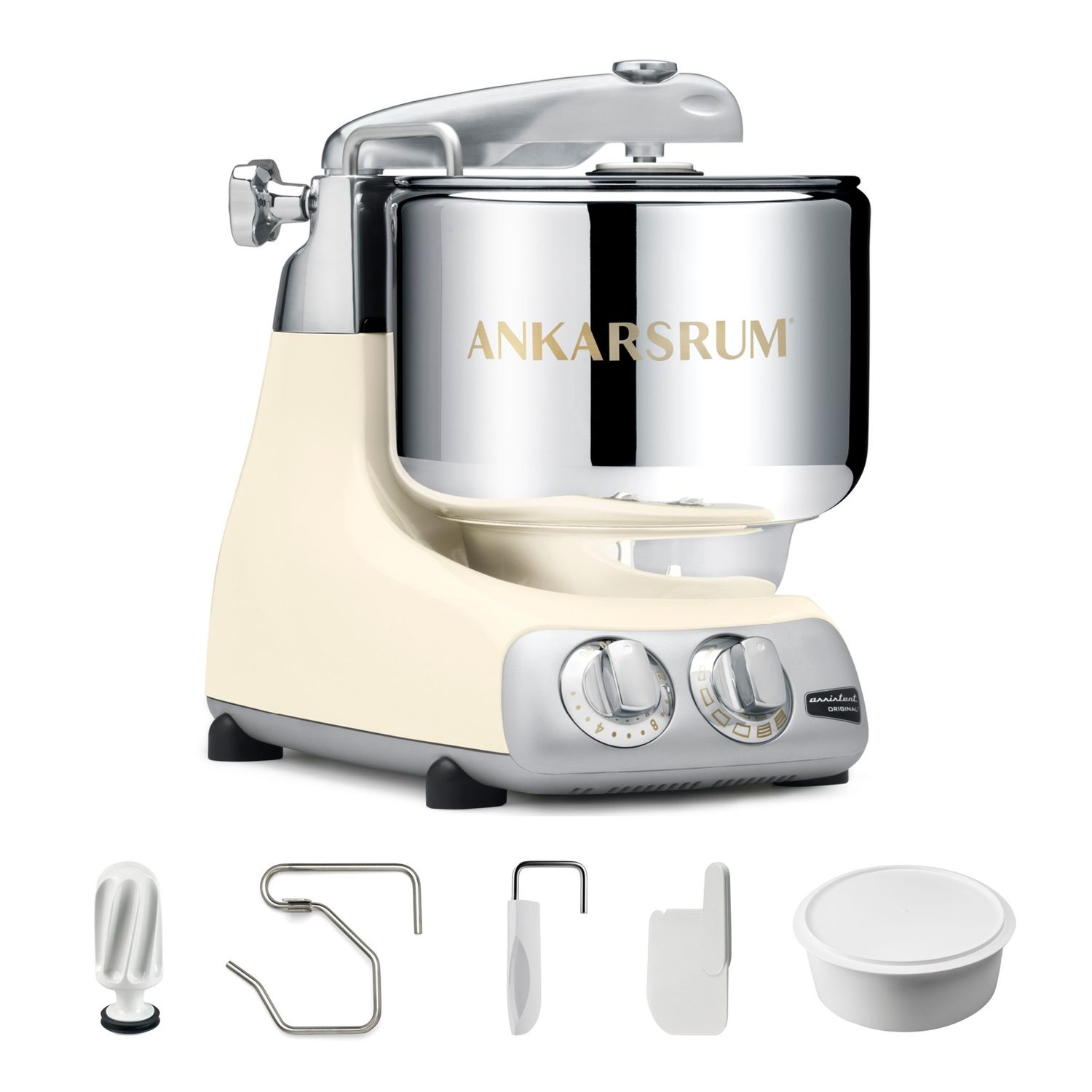 Ankarsrum Assistent® Original Stand Mixer, 7 Qt. Essential Package - Light Crème Gloss