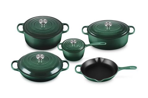9 Piece Signature Set - Artichaut (5.5 qt. Sig. RDO, 6.75 qt. Sig. ODO, 3.5 qt. Sig. Braiser, 1.75 qt. Sig. Saucepan, 10.25" Skillet) | Le Creuset