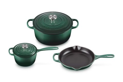 5 Piece Signature Set - Artichaut (5.5 qt. Sig. RDO, 1.75 qt. Sig. Saucepan, 9" Sig. Skillet) | Le Creuset