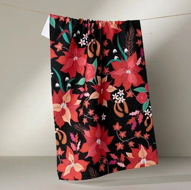 Poinsettia Tea Towel