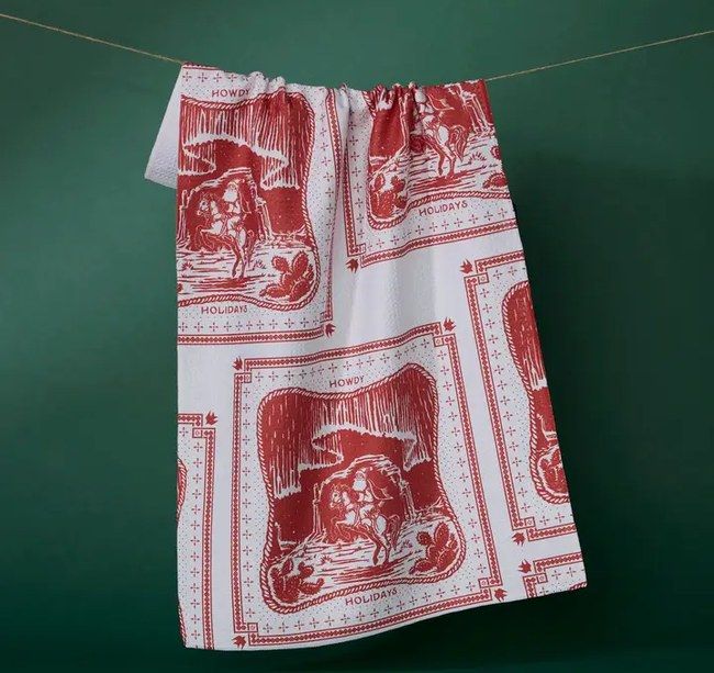 Cowboy Christmas Tea Towel