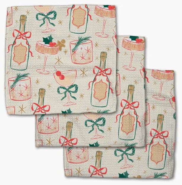 Christmas Cocktails Dishcloth Set