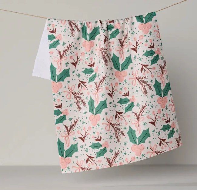 Sugarplum Florals Tea Towel - Holiday 2026 - ivory