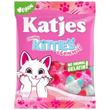 Katjes Squishy Kitties Soft Foam Gummies, 4.9oz Bag, 10ct