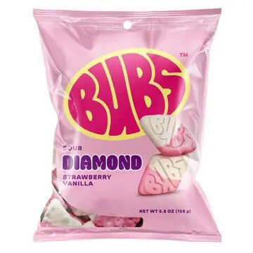 Bubs Sour Diamond Strawberry Vanilla, 5.5oz Bag, 8ct