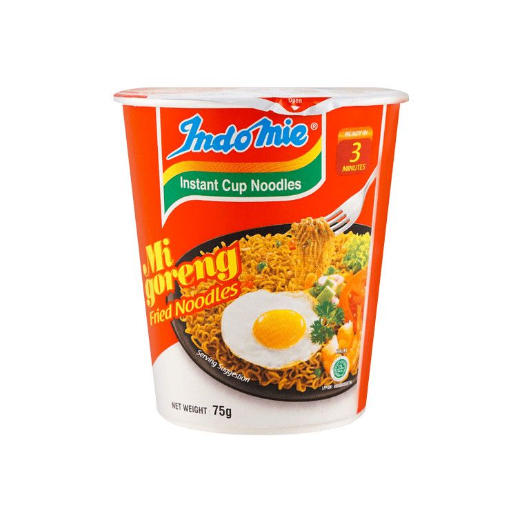Indonesian Mi Goreng Instant Stir-Fried Cup Noodles - Original Flavor -Single Cup