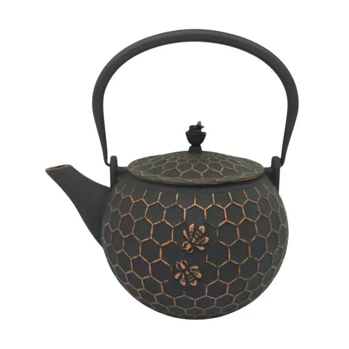 Bronze Honeycomb Bee Design 60oz Cast Iron Tea Pot (1/8)