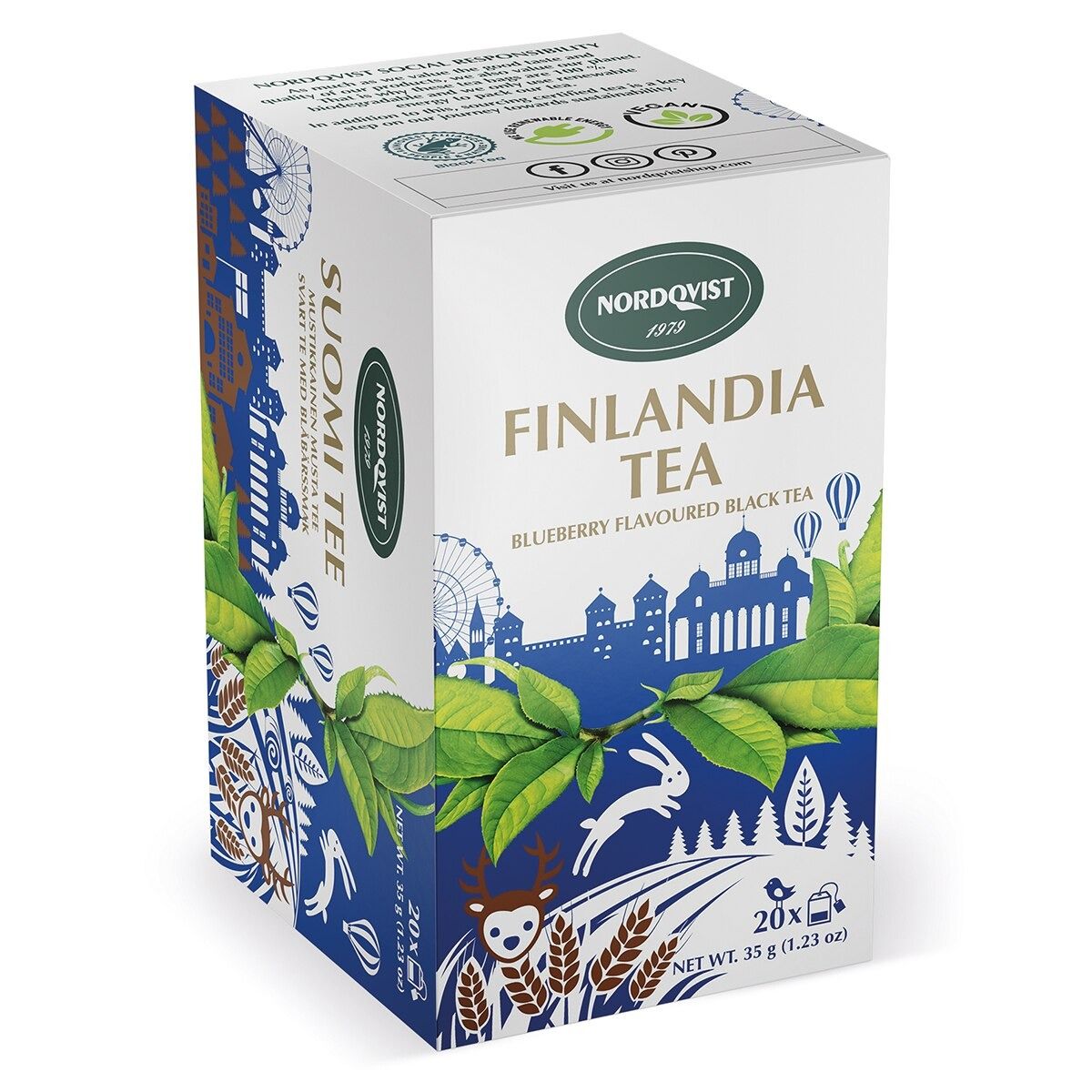 Finlandia Blueberry Flavored Black Tea Bags 20/pc Box
