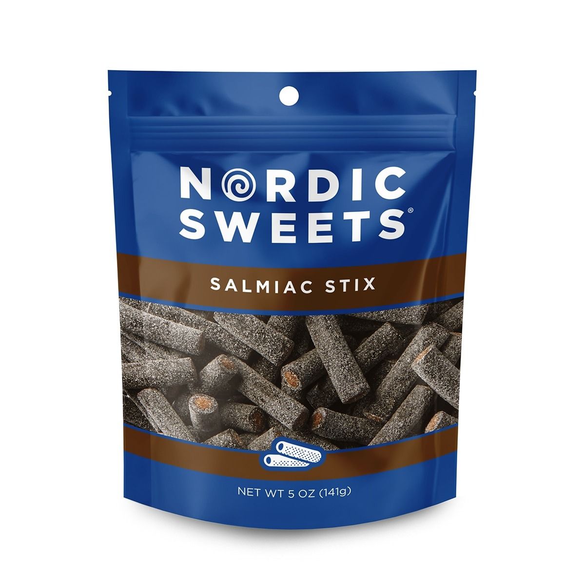 Salty Licorice Salmiac Heksehyl Stix Resealable Peggable Pouch