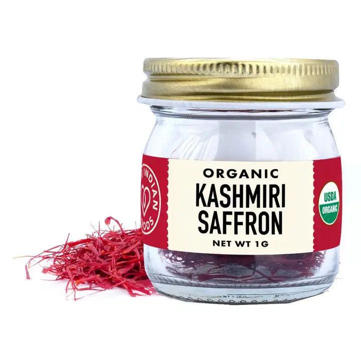 Kashmiri Saffron 1g Glass Bottle, Certified Organic - 2g Glass Bottle | Pure Indian Foods