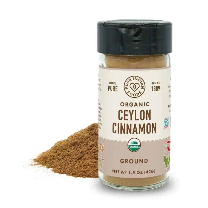 Cinnamon (Ceylon True), Certified Organic - 1.5 oz Glass Bottle / Ground | Pure Indian Foods
