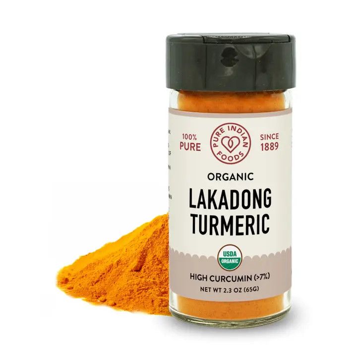 Lakadong Turmeric (High Curcumin >7%), Certified Organic - 2.3 oz Glass Bottle | Pure Indian Foods
