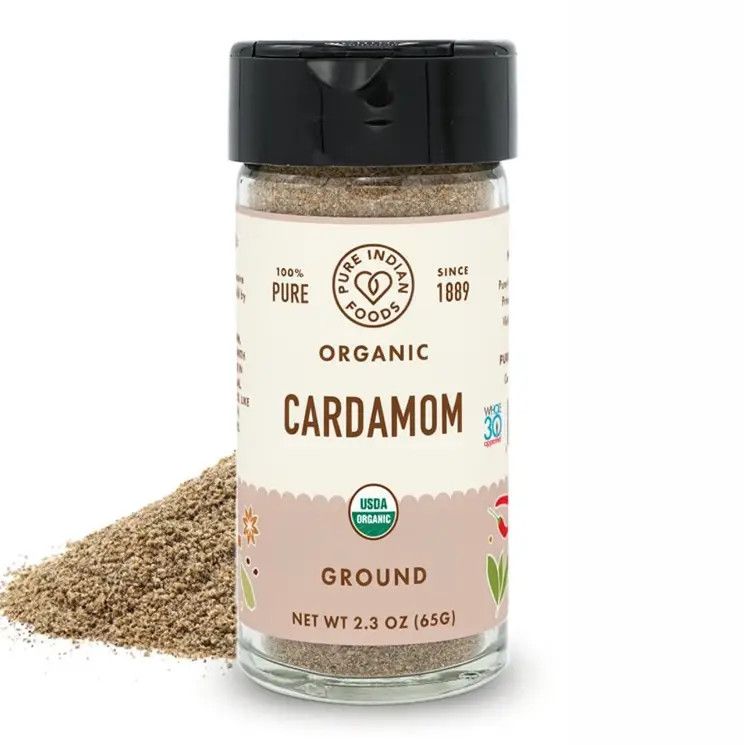 Cardamom Green Ground, Certified Organic - 2.3 oz Glass Bottle | Pure Indian Foods