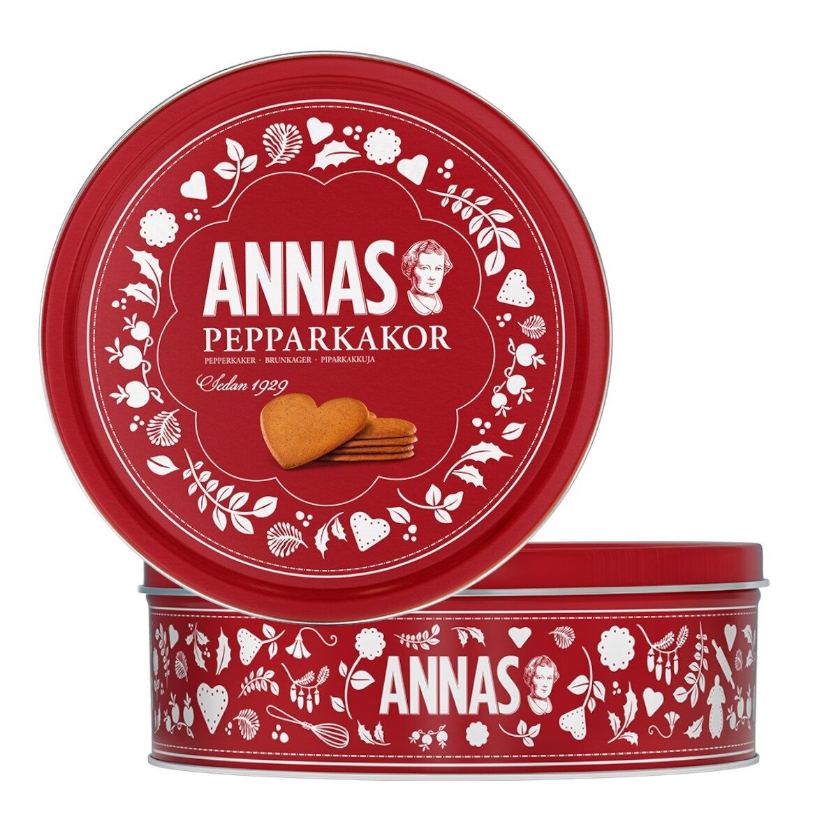Annas Heart-Shaped Swedish Ginger Thins Tin