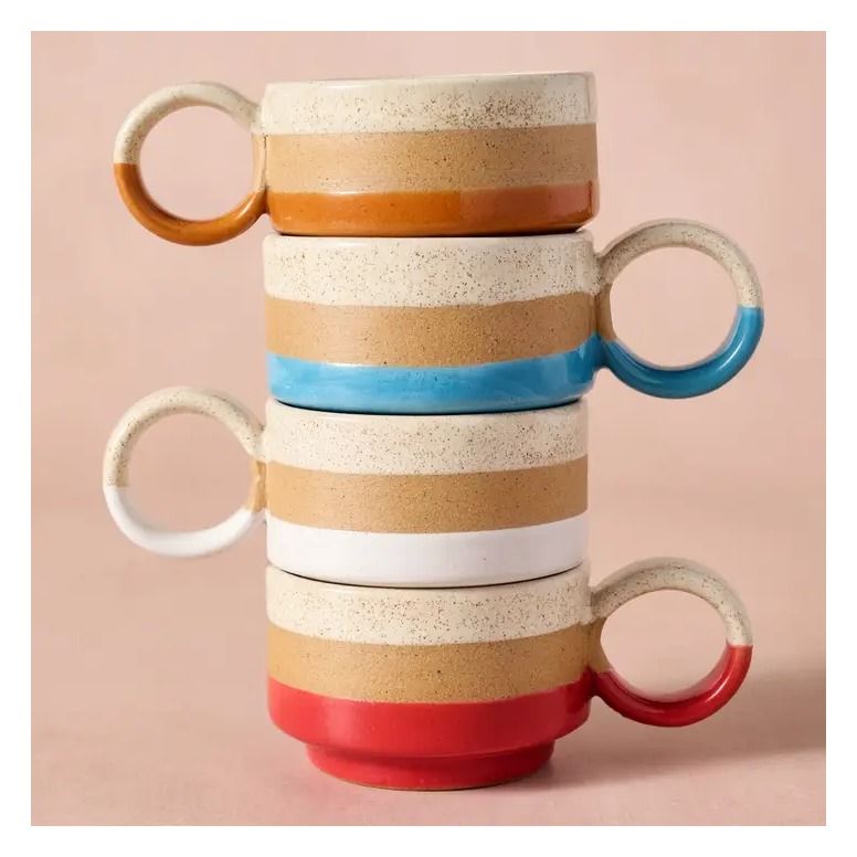 Kaphi II Stacking Espresso Mug - Multi - Set of 4 | Ten Thousand Villages