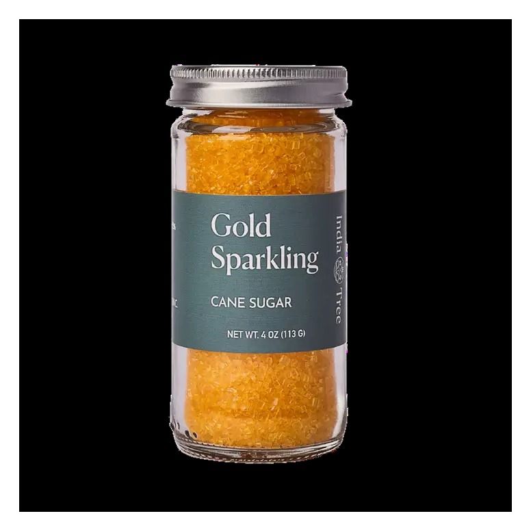 Gold Sparkling Sugar - Glass Jar (4 oz) | India Tree