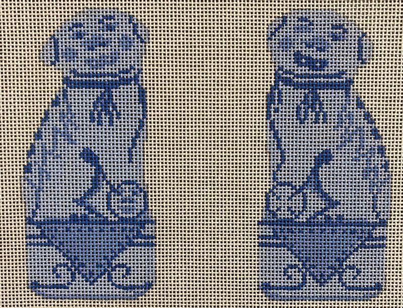 2- Sided Blue Porcelain Dogs