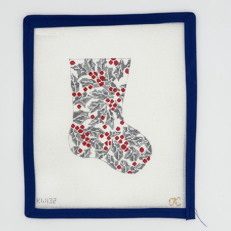 Silver Holly Mini Stocking