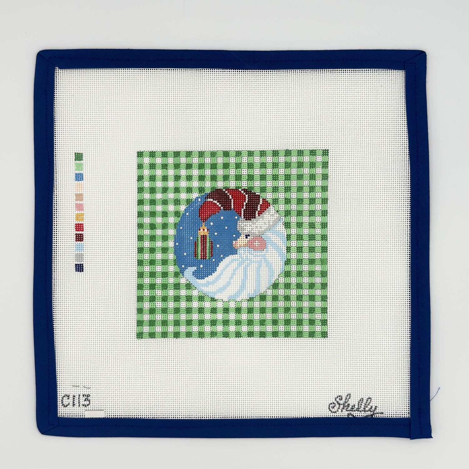 Santa Moon Green Gingham