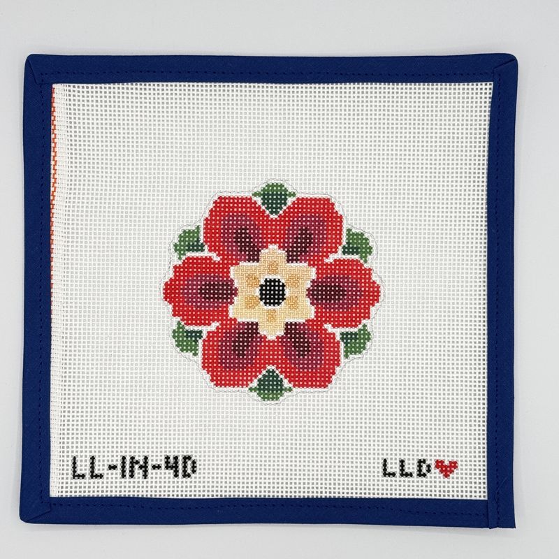 Geometric Flower Red/Gold