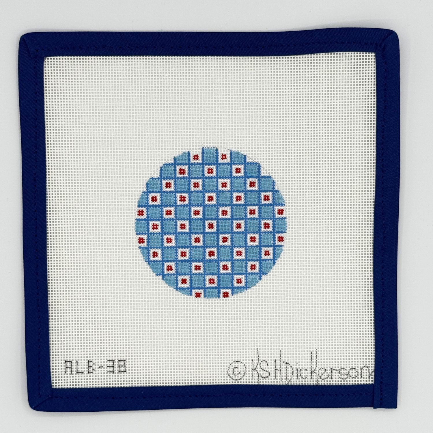Blue &amp; White Grid with Red Dots