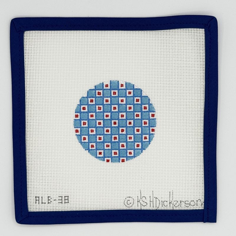Blue &amp; White Grid with Red Dots