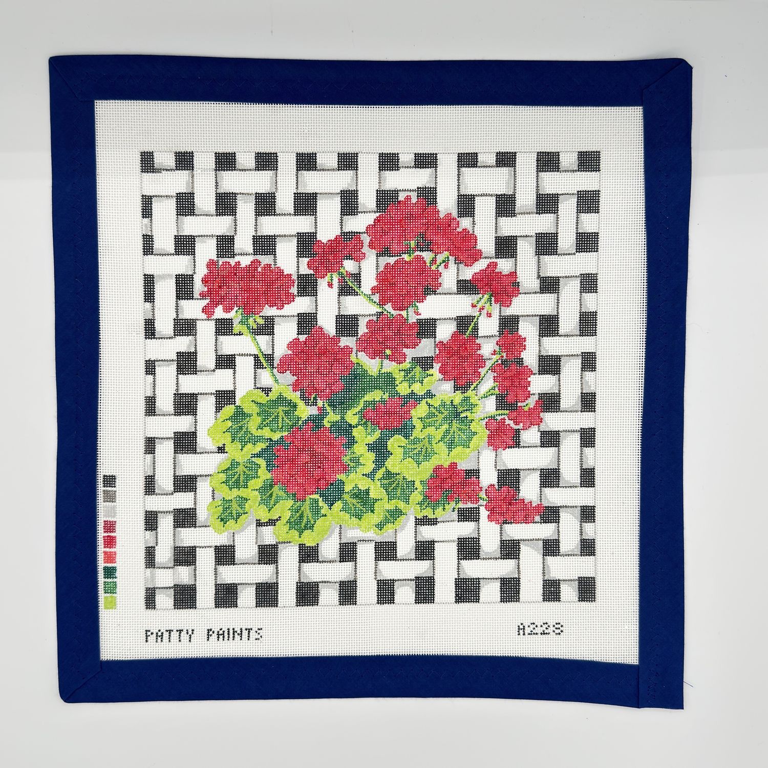 Red Geraniums W/Lattice