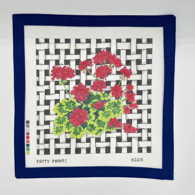 Red Geraniums W/Lattice