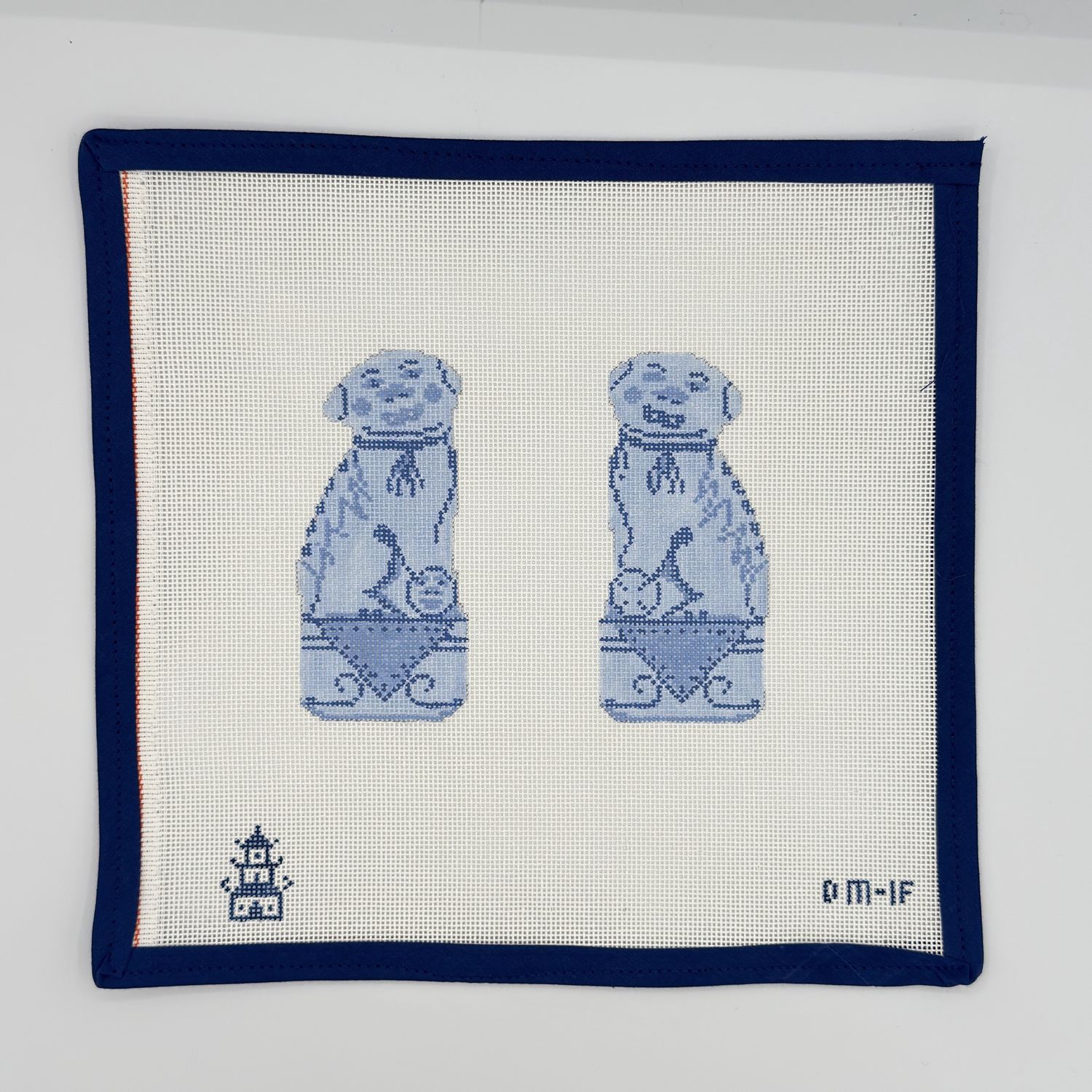 2- Sided Blue Porcelain Dogs
