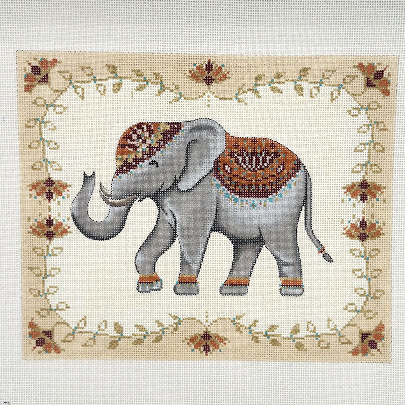 Floral And Grey Elephant