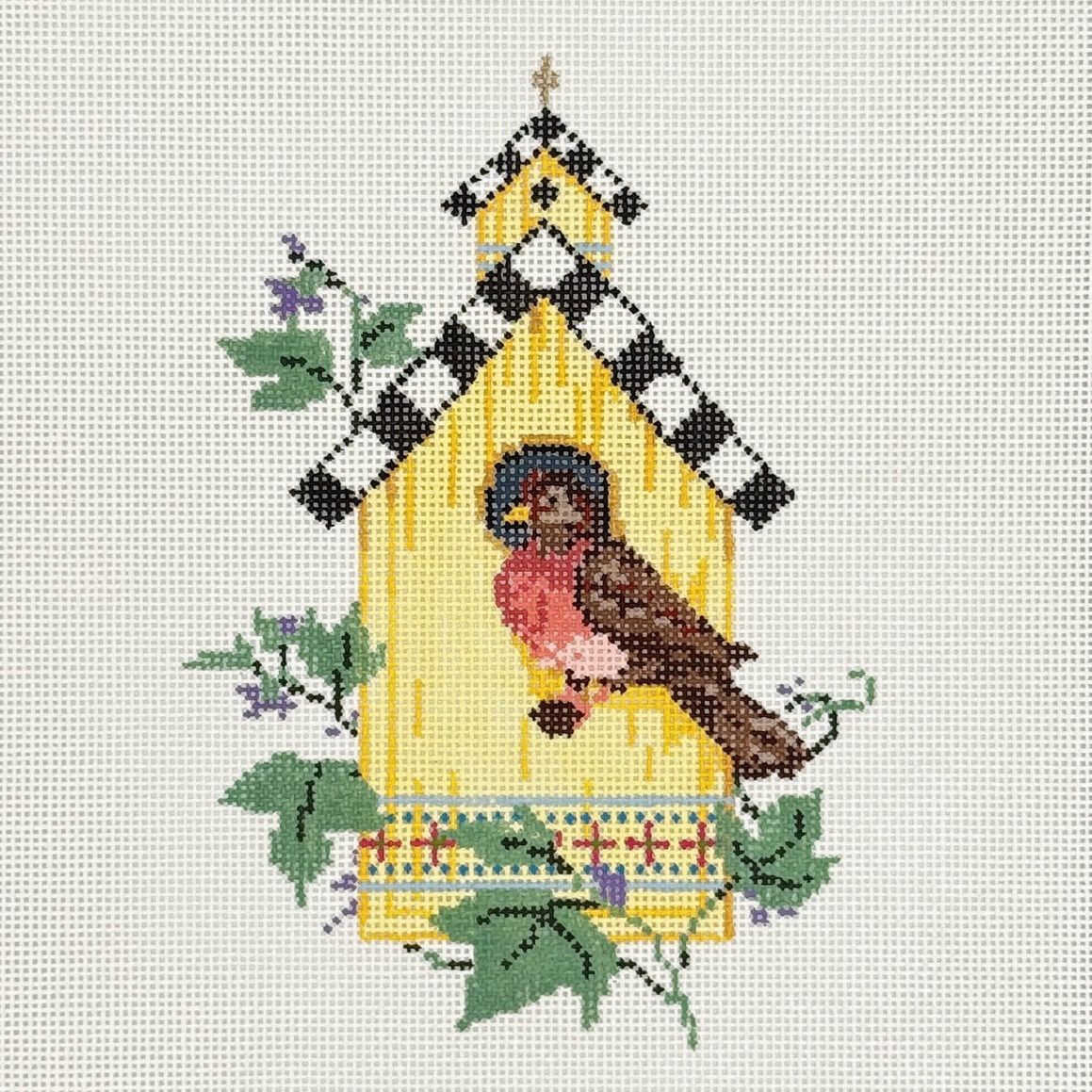 Yellow Birdhouse With Bird