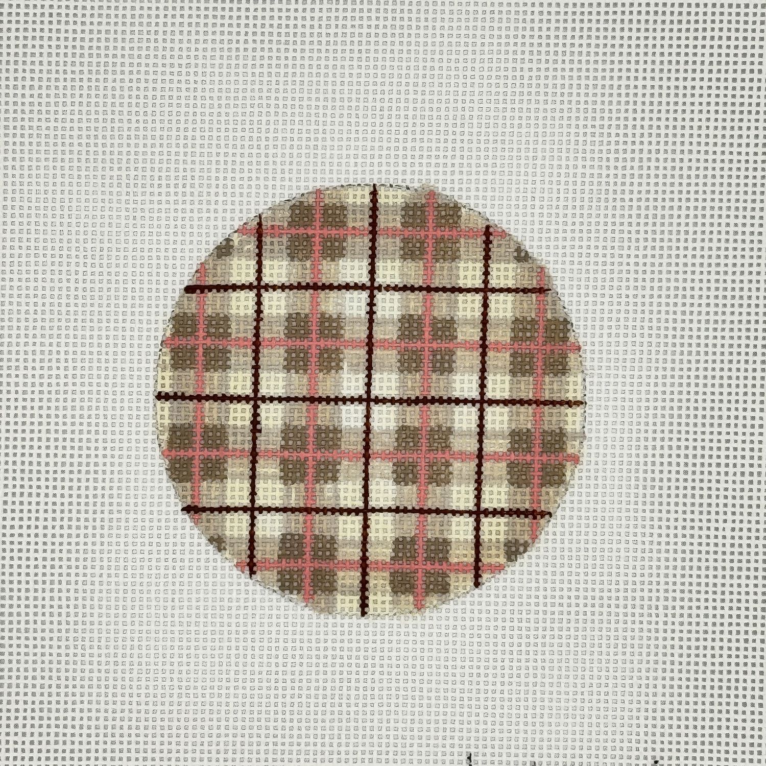 Tan, Peach Plaid  Round