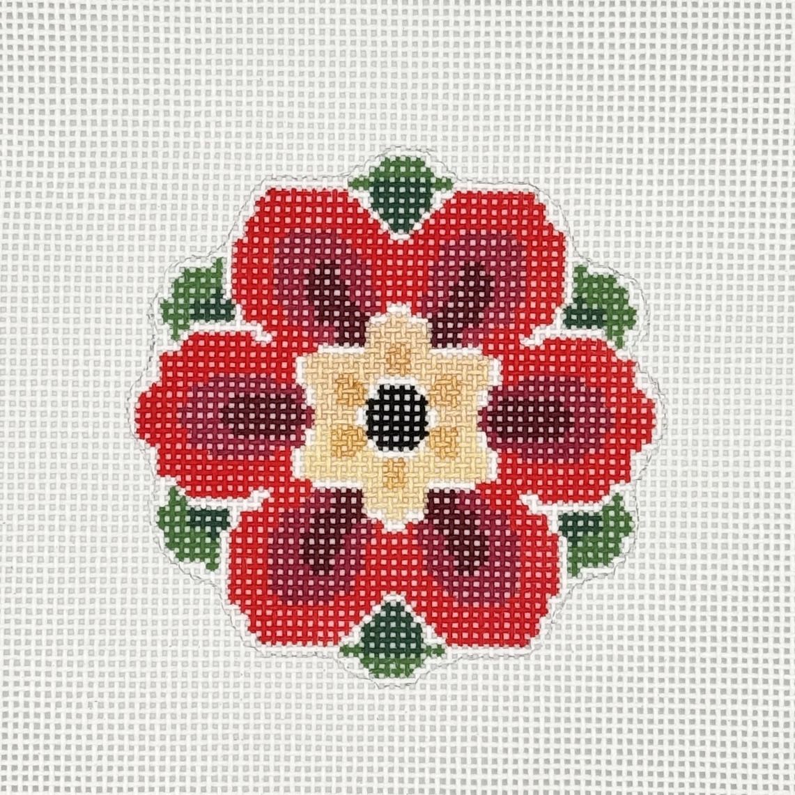 Geometric Flower Red/Gold