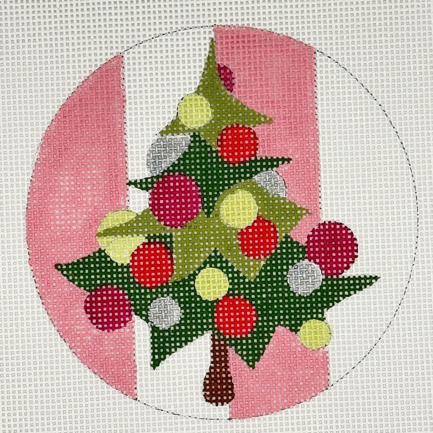 Christmas Tree on Pink Stripes