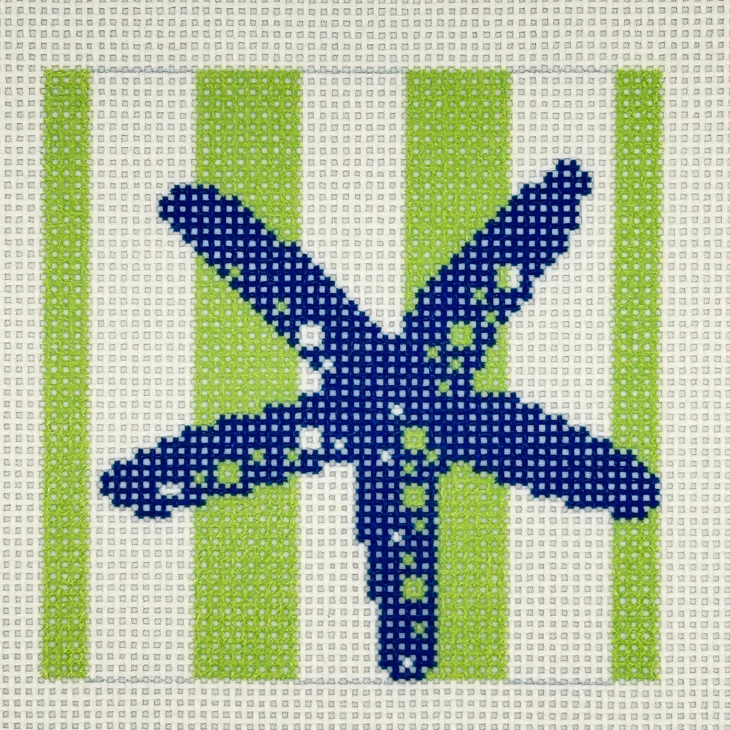 Starfish on Lime Stripe Coaster