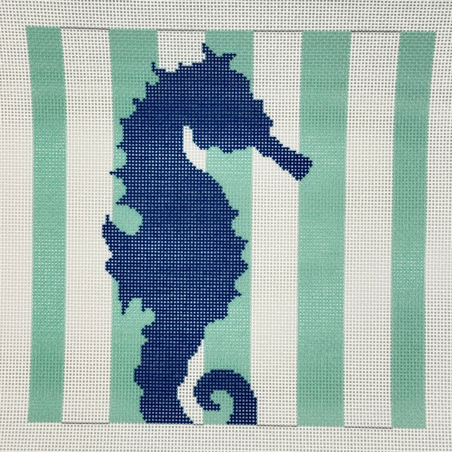 Seahorse on Aqua Stripes