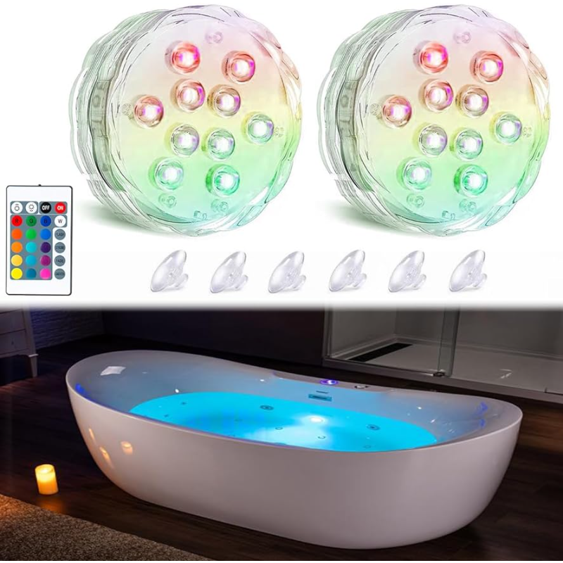 Bath Tub Lights Wireless, Battery Operated Waterproof Glow Light for Bathroom Bathtub Light Shower Spa Light