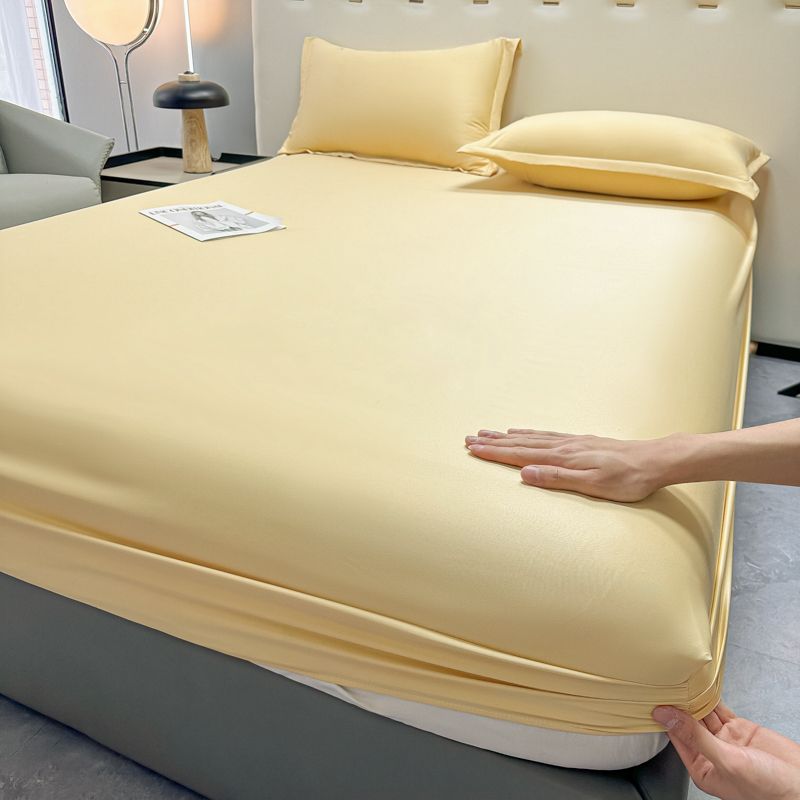 Double Bed Sheets Polyester Bedding Fitted Sheet Only(no Pillowcase) Elastic Band Around Cool Mattress Cover King Size Bed Cover