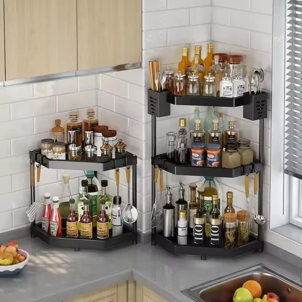 Kitchen Seasoning Shelf Spice Countertop Corner Stands Easy To Clean Space Saving Chopstick Organizer Housewear &amp; Furnishings